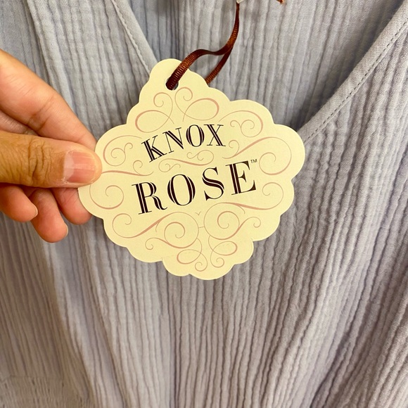 KNOX ROSE V-NECK GAUZE MUSLIN DRESS SIZE SMALL WITH POCKETS BABY POWDER BLUE NWT - Picture 6 of 16